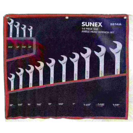 Sunex 14 Pc. Full Polish SAE Angle Head Wrench Set 9914A